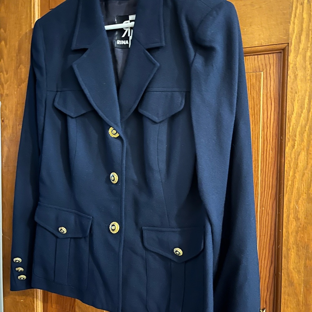 Rina Rossi Dark Royal Blue Blazer with Gold Accent Buttons